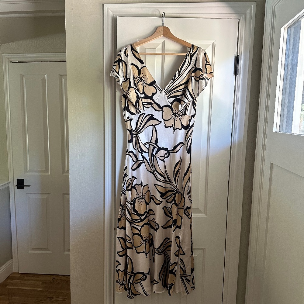 WHITE HOUSE BLACK MARKET Floral Satin Slip Maxi Dress 10